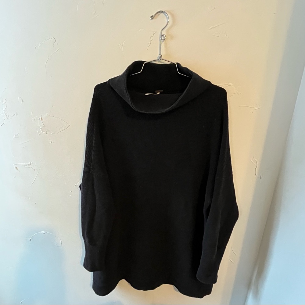 Free People Black Slouchy Ottoman Tunic Sweater